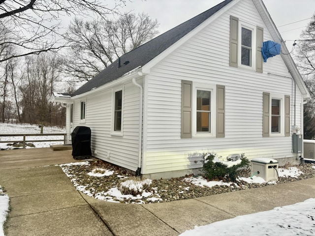 view of snow covered property