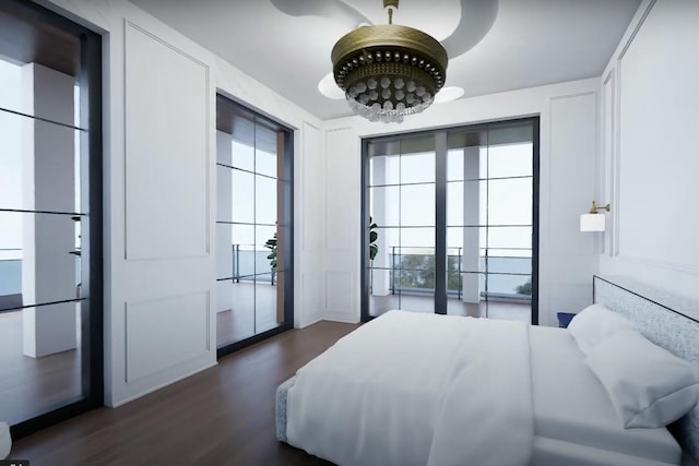 bedroom featuring dark hardwood / wood-style floors