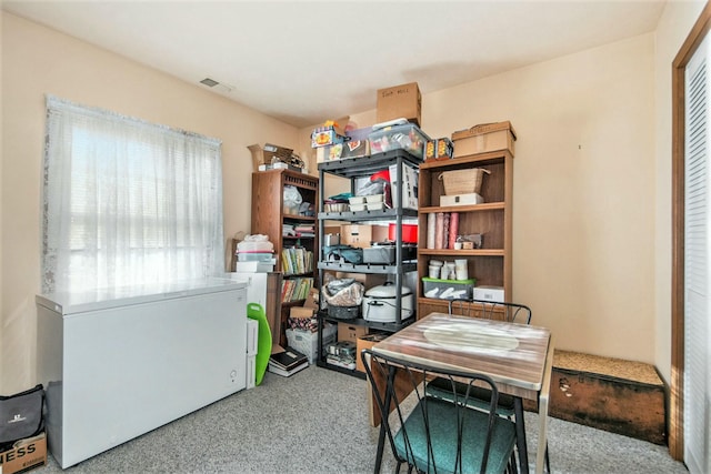 office area featuring carpet flooring