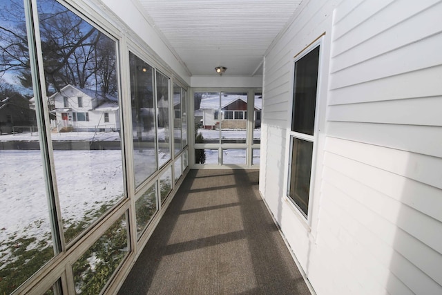 view of unfurnished sunroom