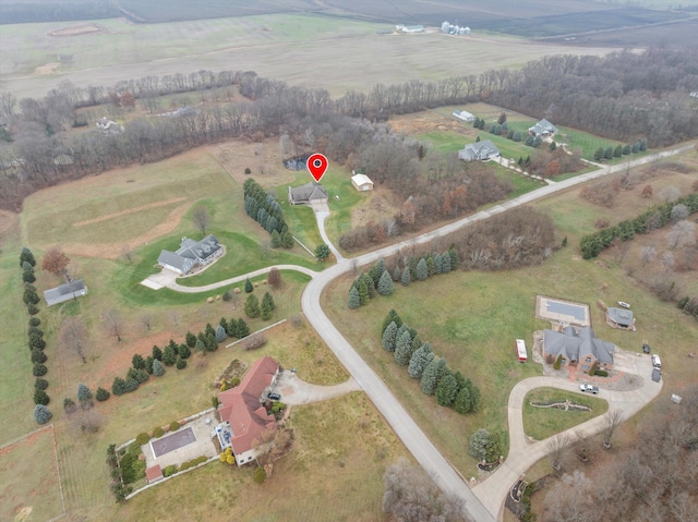 aerial view featuring a rural view