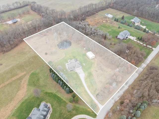 bird's eye view with a rural view