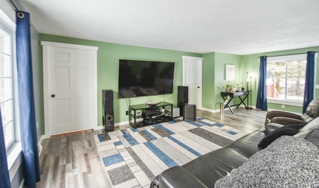 living room with hardwood / wood-style flooring