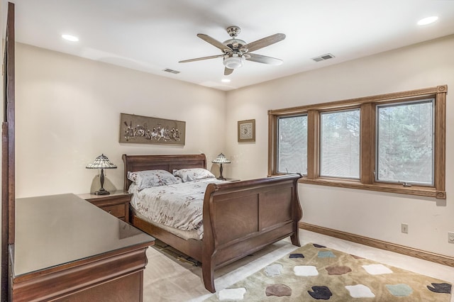 bedroom featuring ceiling fan