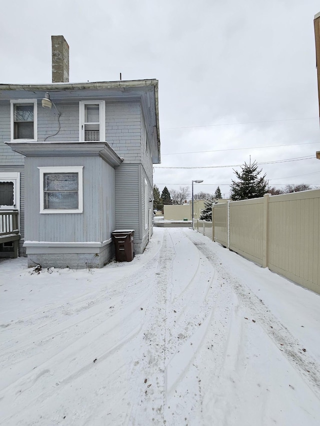 view of snow covered exterior