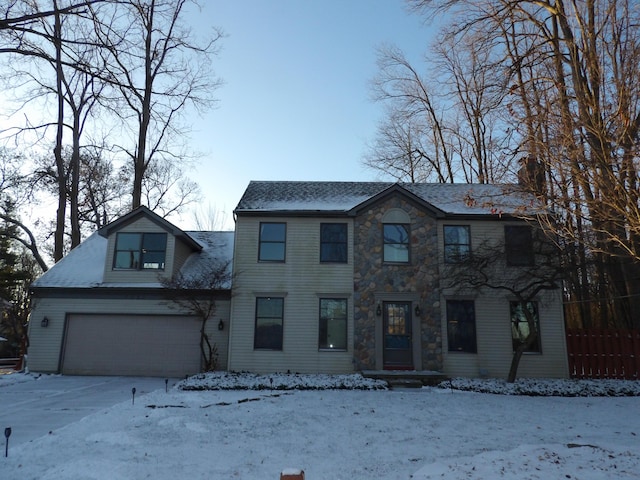 view of front of house with a garage