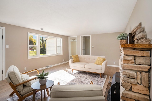 living room with hardwood / wood-style flooring