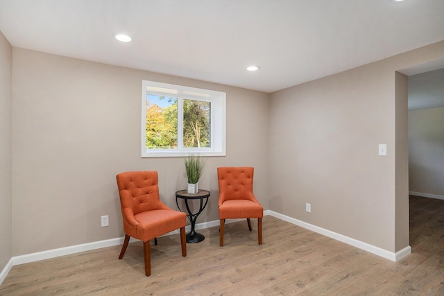 sitting room with light wood-type flooring