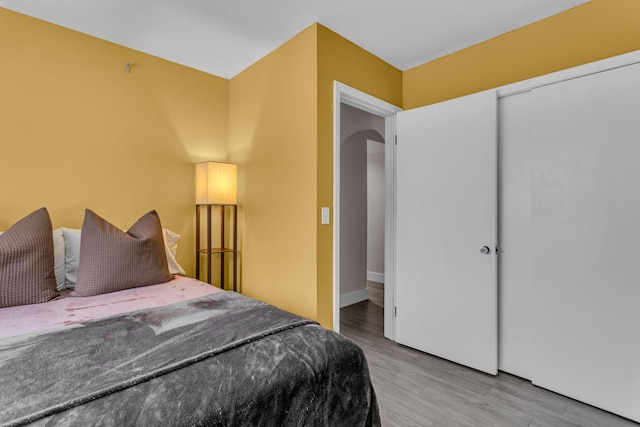 bedroom featuring light hardwood / wood-style flooring