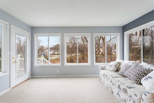 view of unfurnished sunroom