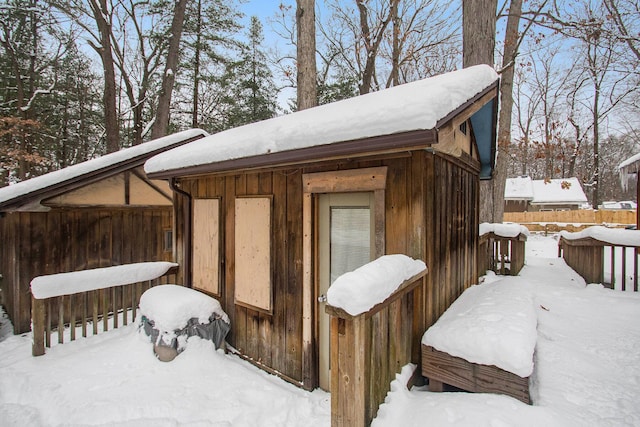 view of snow covered structure