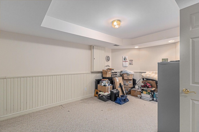 basement with carpet floors