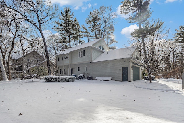 exterior space with a garage