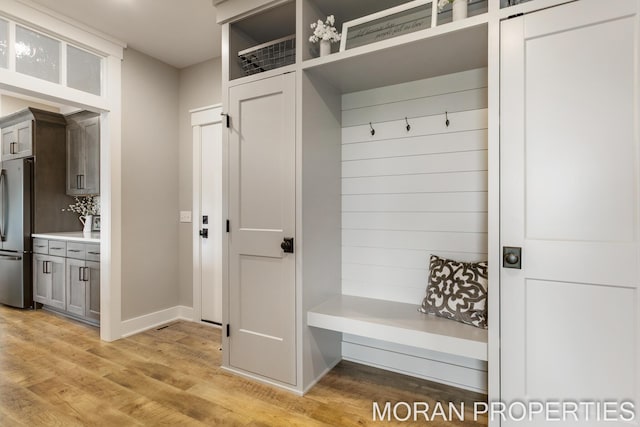 mudroom featuring light hardwood / wood-style floors