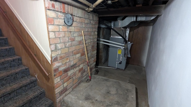 basement with heating unit