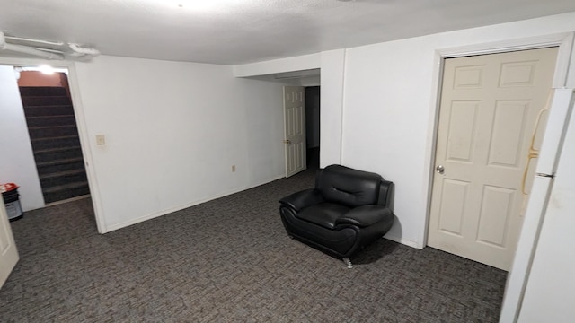 sitting room with dark carpet