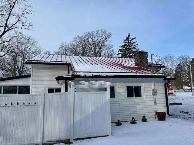 view of snow covered exterior