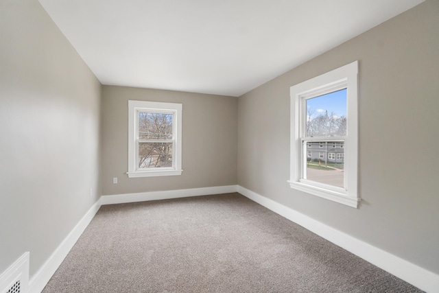 empty room featuring carpet flooring and plenty of natural light