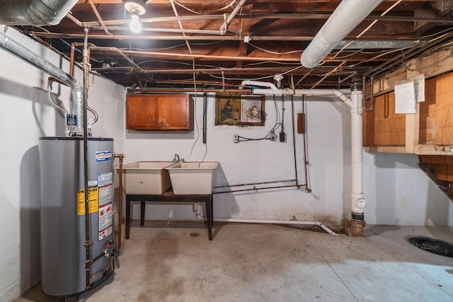 basement featuring water heater