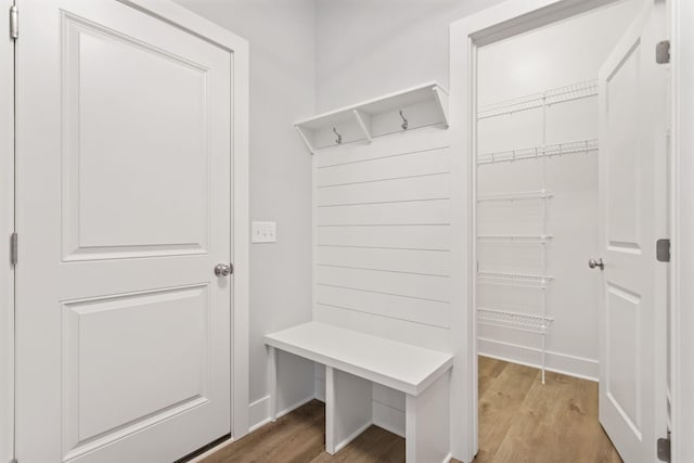 mudroom featuring light hardwood / wood-style flooring