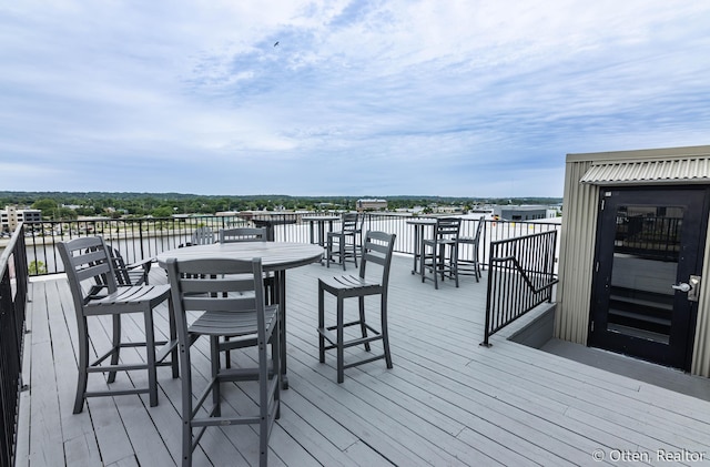 deck with a water view