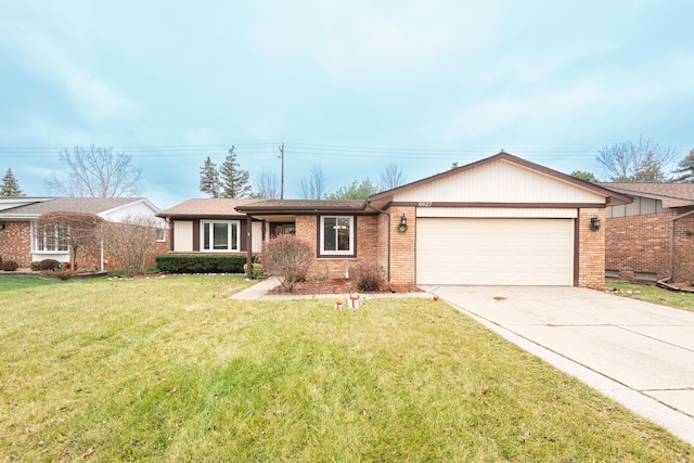 ranch-style house with a front lawn and a garage