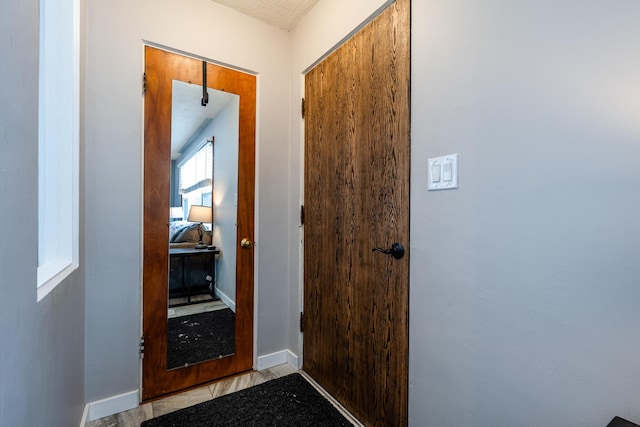 doorway to outside featuring light wood-type flooring