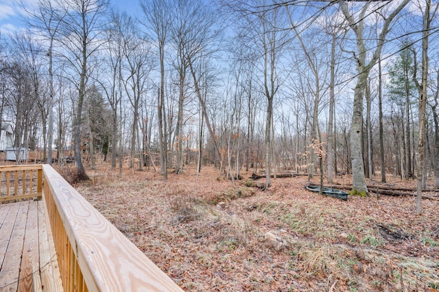 view of yard with a wooden deck