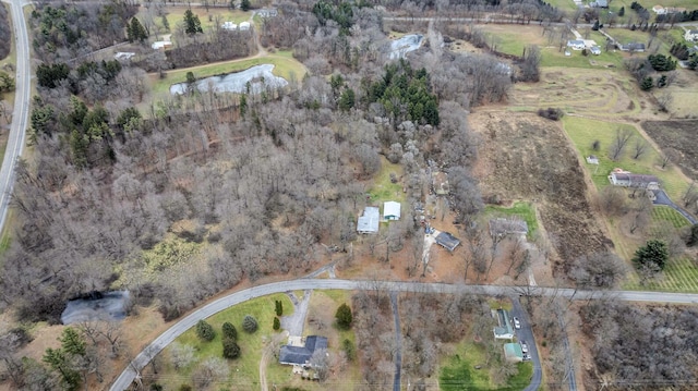 aerial view featuring a rural view