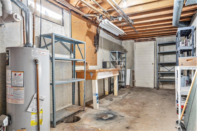 basement with water heater