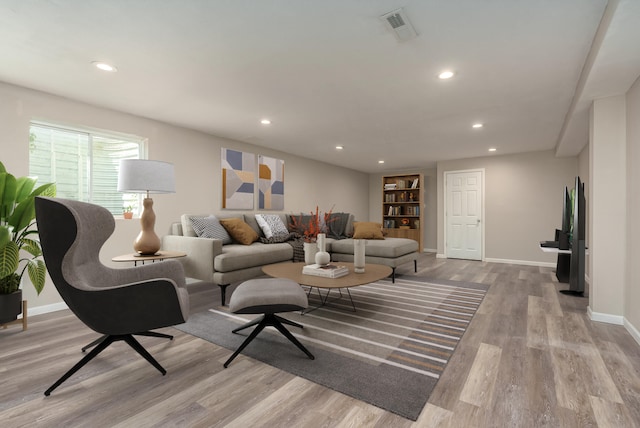 living room featuring light hardwood / wood-style flooring