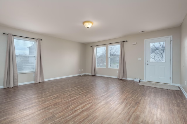 interior space with hardwood / wood-style floors and plenty of natural light