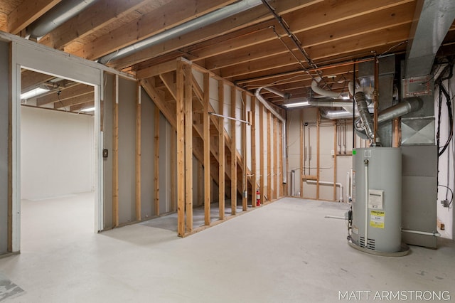 basement with gas water heater