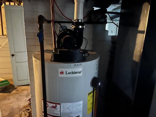 utility room featuring gas water heater