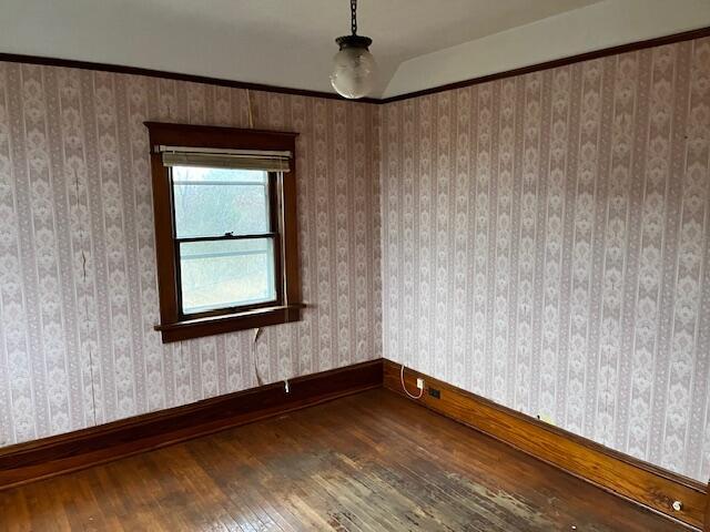 spare room with hardwood / wood-style floors