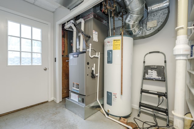 utility room with water heater