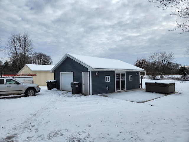 view of snow covered property