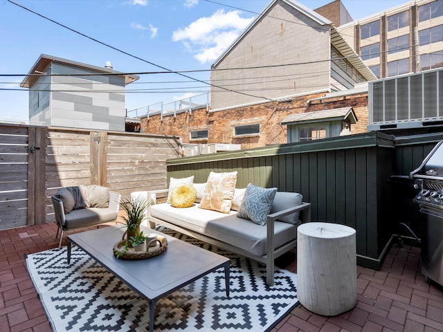 view of patio / terrace featuring an outdoor hangout area and central air condition unit