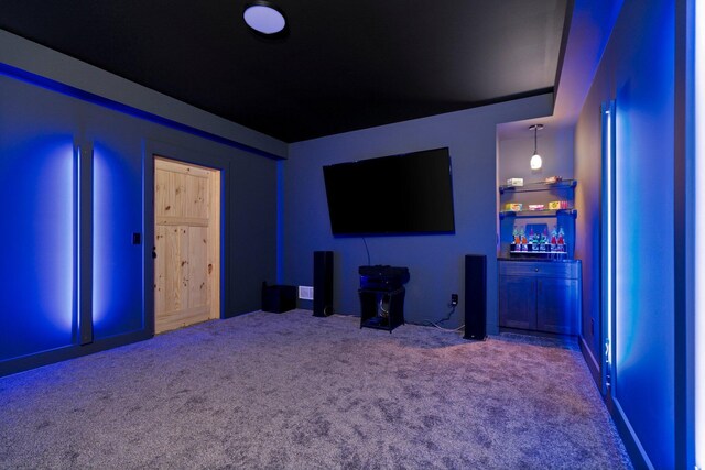 view of carpeted home theater