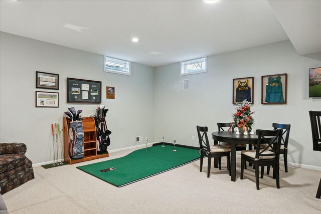 game room with carpet floors