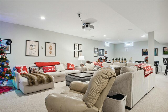 view of carpeted home theater room