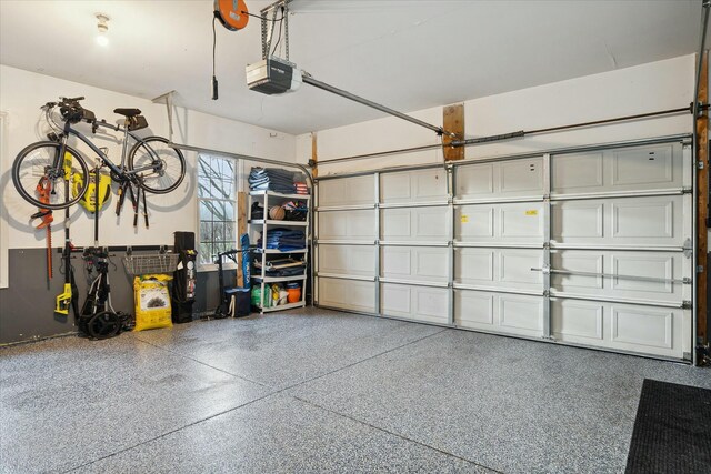 garage with a garage door opener