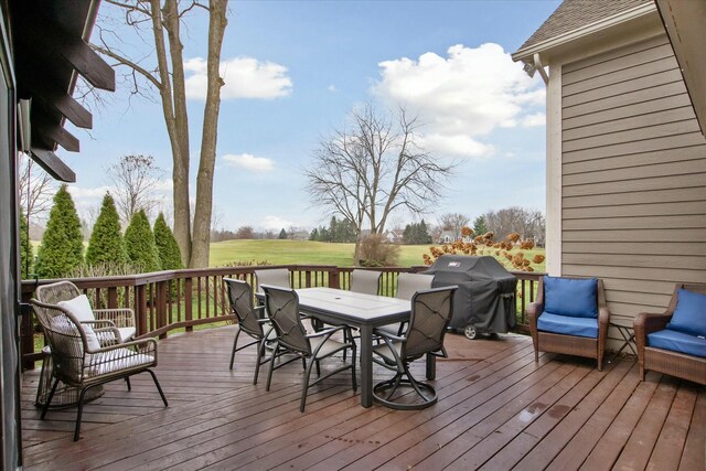 deck featuring grilling area