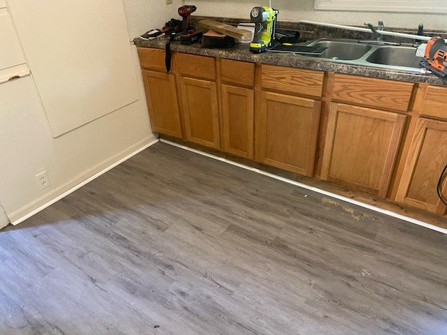 kitchen featuring dark wood-type flooring and sink