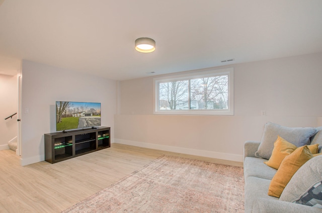 living room featuring light hardwood / wood-style floors