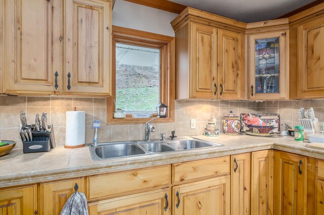 kitchen featuring decorative backsplash and sink