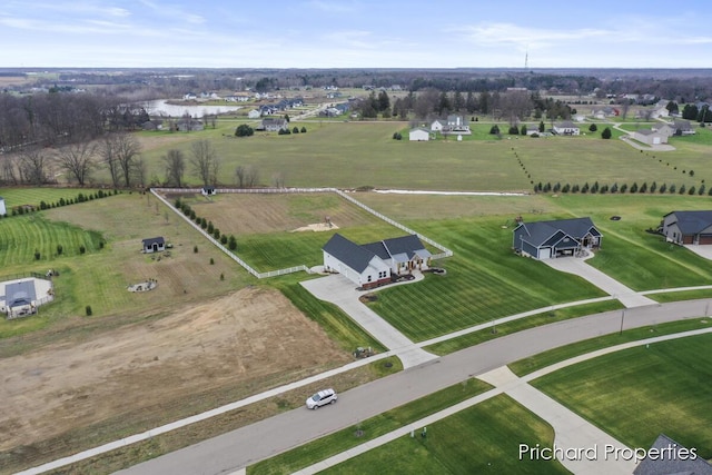 bird's eye view with a rural view