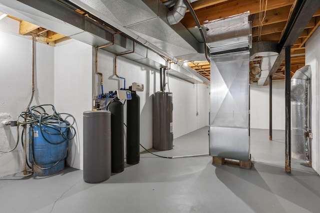 basement with heating unit