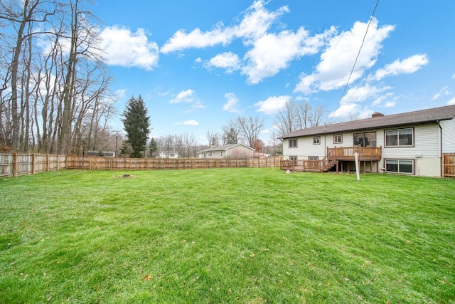 view of yard featuring a deck