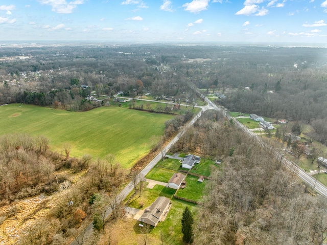 birds eye view of property featuring a rural view